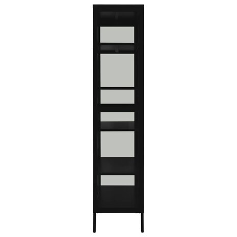 Vitrinekast 90x40x180 cm staal en gehard glas zwart 4
