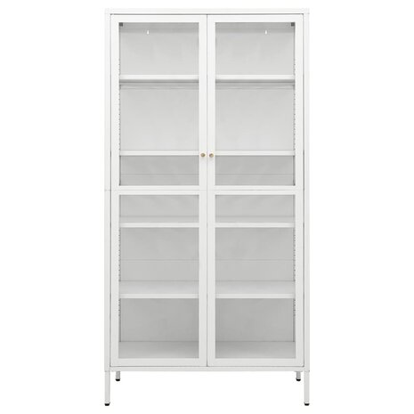 Vitrinekast 90x40x180 cm staal en gehard glas wit 3