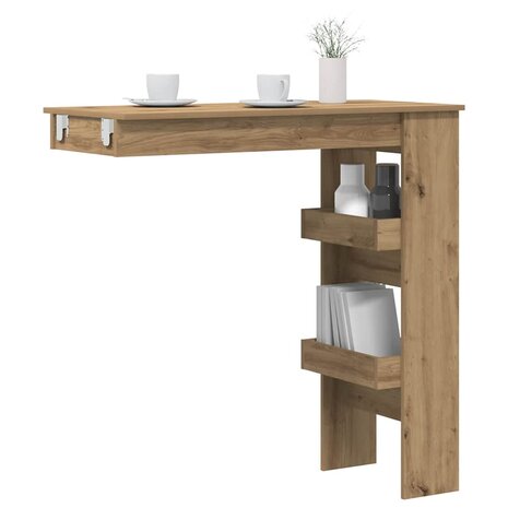 Bartafel wandgemonteerd 102x45x103,5 cm bewerkt hout artisanaal 1