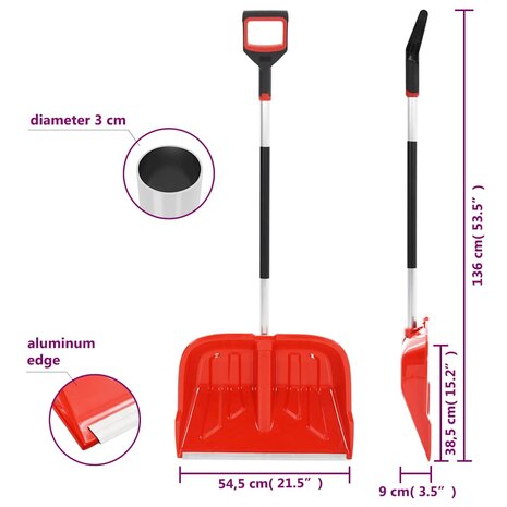 Sneeuwschep 136 cm aluminium rood 6