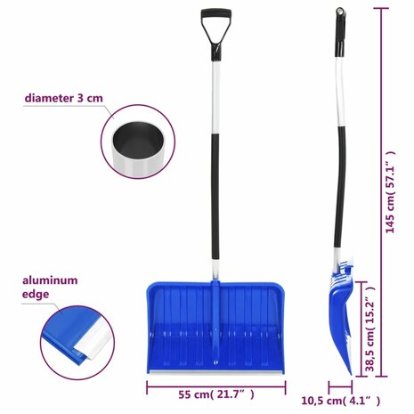Sneeuwschep 145 cm aluminium blauw 6