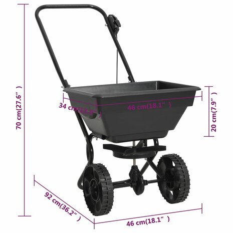 Strooiwagen duwmodel 15 L 92x46x70 cm PVC en staal 8