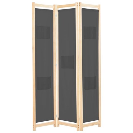 Kamerscherm met 3 panelen 120x170x4 cm stof grijs 1