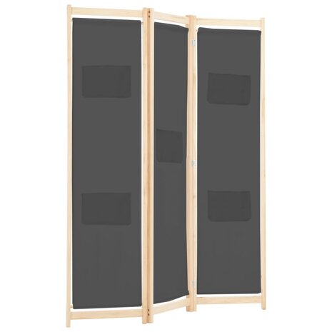 Kamerscherm met 3 panelen 120x170x4 cm stof grijs 3