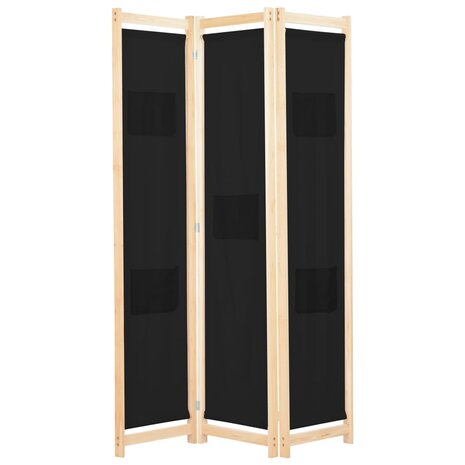 Kamerscherm met 3 panelen 120x170x4 cm stof zwart 1