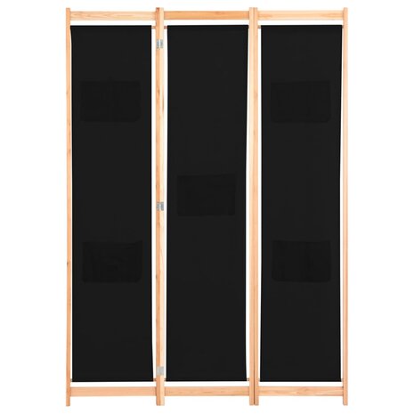 Kamerscherm met 3 panelen 120x170x4 cm stof zwart 2