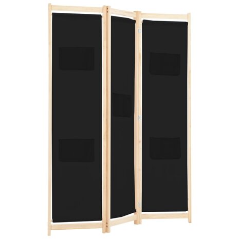 Kamerscherm met 3 panelen 120x170x4 cm stof zwart 3