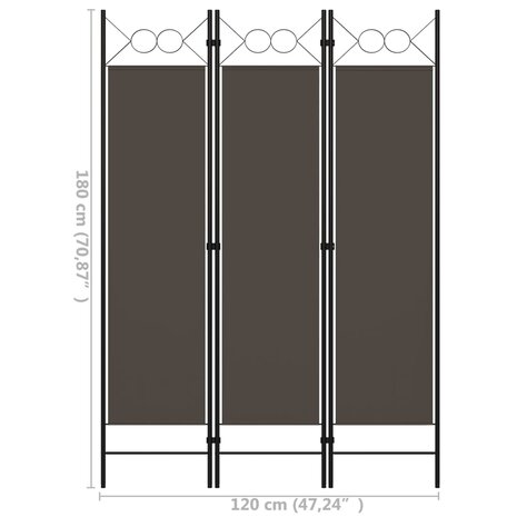 Kamerscherm met 3 panelen 120x180 cm antraciet 6