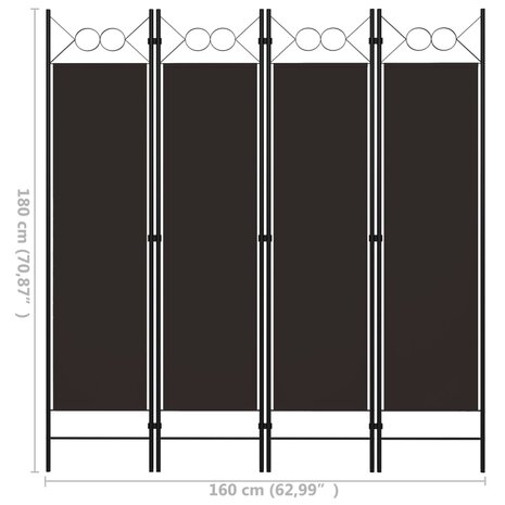 Kamerscherm met 4 panelen 160x180 cm bruin 6