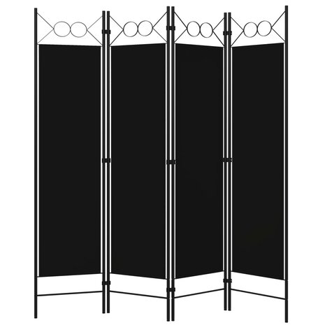 Kamerscherm met 4 panelen 160x180 cm zwart 2