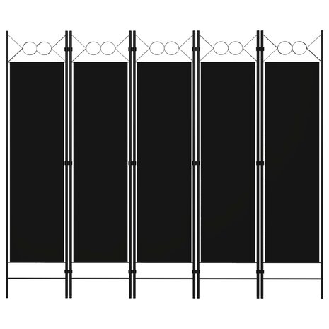 Kamerscherm met 5 panelen 200x180 cm zwart 1