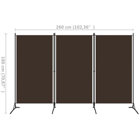 Kamerscherm met 3 panelen 260x180 cm bruin 5