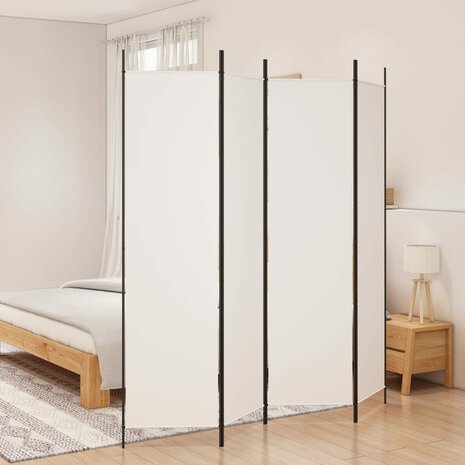Kamerscherm met 4 panelen 200x200 cm stof wit 1