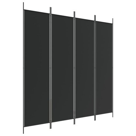 Kamerscherm met 4 panelen 200x200 cm stof zwart 2