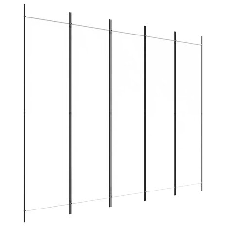 Kamerscherm met 5 panelen 250x200 cm stof wit 2