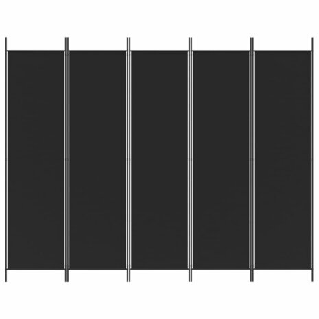 Kamerscherm met 5 panelen 250x200 cm stof zwart 3