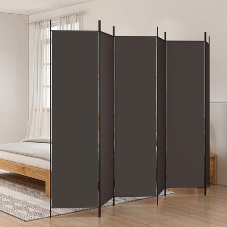 Kamerscherm met 6 panelen 300x200 cm stof bruin 1