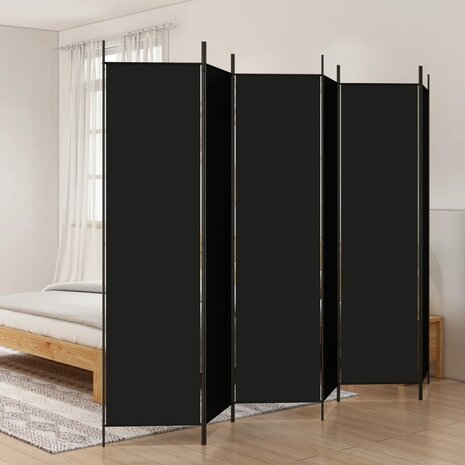 Kamerscherm met 6 panelen 300x200 cm stof zwart 1