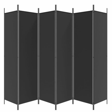 Kamerscherm met 6 panelen 300x200 cm stof zwart 4