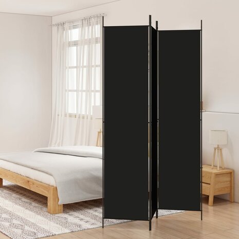 Kamerscherm met 3 panelen 150x220 cm stof zwart 1