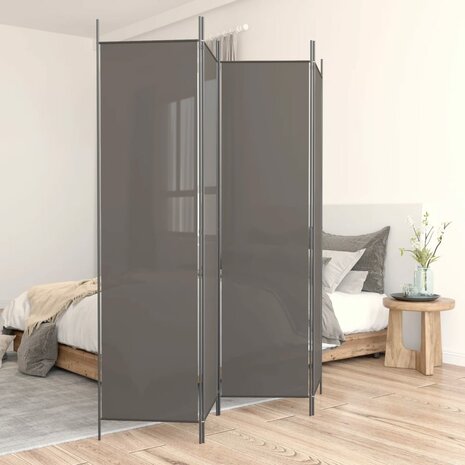  Kamerscherm met 4 panelen 200x220 cm stof antracietkleurig 1