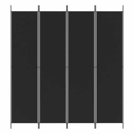 Kamerscherm met 4 panelen 200x220 cm stof zwart 3