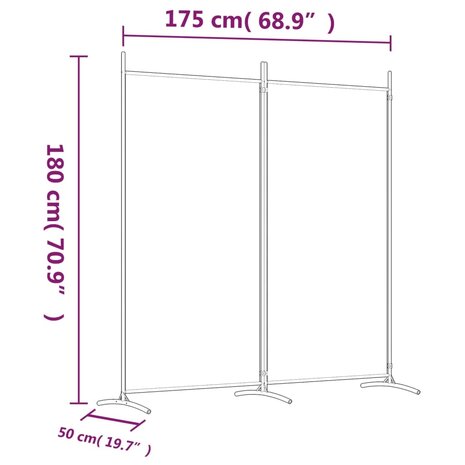  Kamerscherm met 2 panelen 175x180 cm stof wit 8
