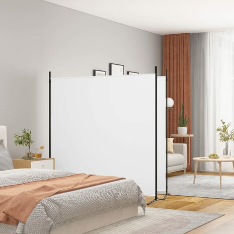 Kamerscherm met 2 panelen 348x180 cm stof wit 1