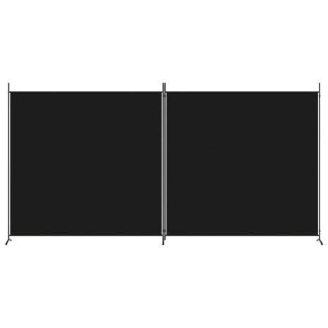 Kamerscherm met 2 panelen 348x180 cm stof zwart 3