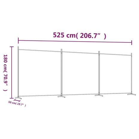Kamerscherm met 3 panelen 525x180 cm stof antracietkleurig 8