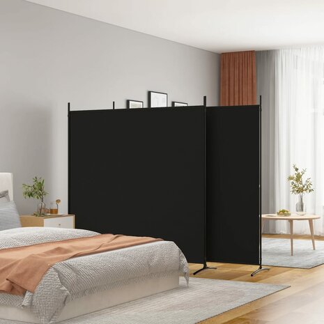 Kamerscherm met 3 panelen 525x180 cm stof zwart 1