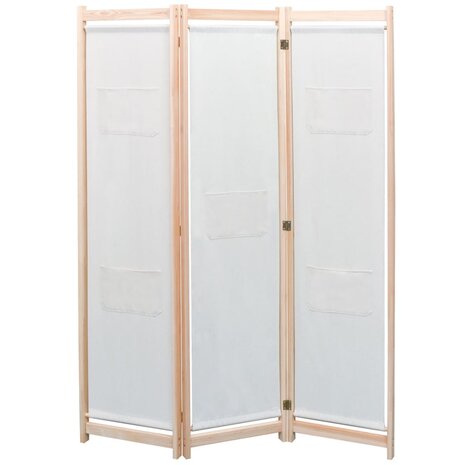 Kamerscherm met 3 panelen 120x170x4 cm stof crème 1