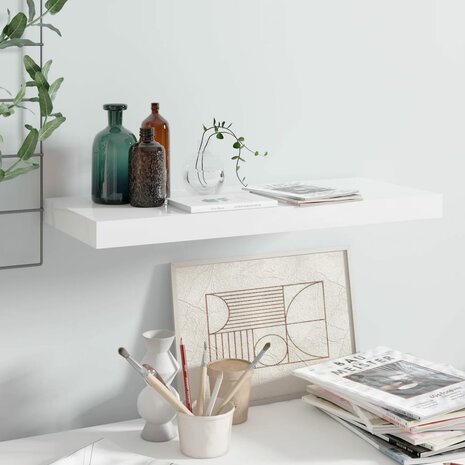 Wandschap zwevend 60x23,5x3,8 cm MDF hoogglans wit 1