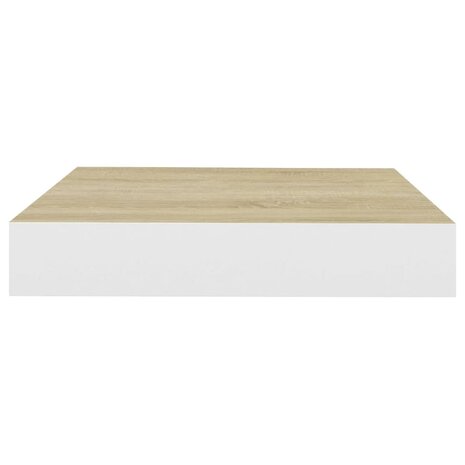 Wandschap zwevend 23x23,5x3,8 cm MDF eikenkleurig en wit 4
