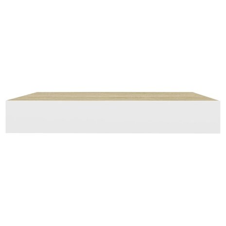 Wandschap zwevend 23x23,5x3,8 cm MDF eikenkleurig en wit 5