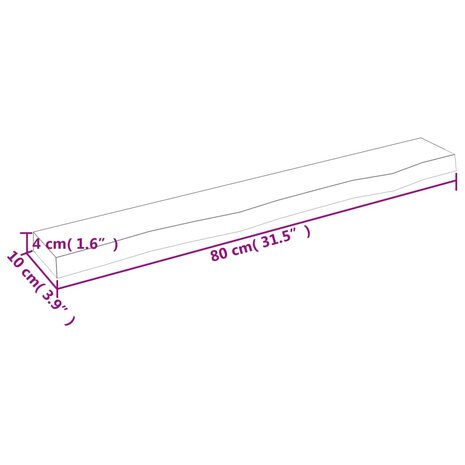 Wandschap 80x10x4 cm onbehandeld massief eikenhout 7