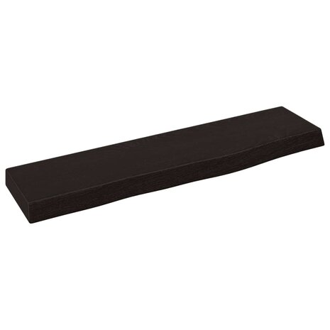 Wandschap 40x10x2 cm behandeld massief eikenhout donkerbruin 2