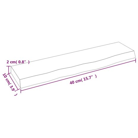 Wandschap 40x10x2 cm behandeld massief eikenhout donkerbruin 7