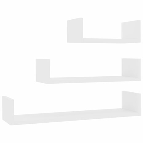 Wandschappen 3 st bewerkt hout wit 2