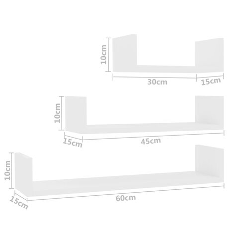 Wandschappen 3 st bewerkt hout wit 6