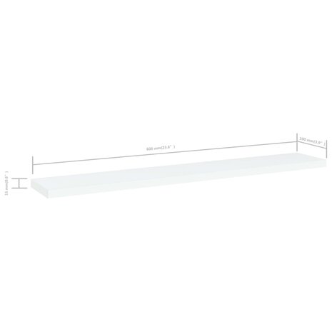 Wandschappen 4 st 60x10x1,5 cm bewerkt hout wit 5