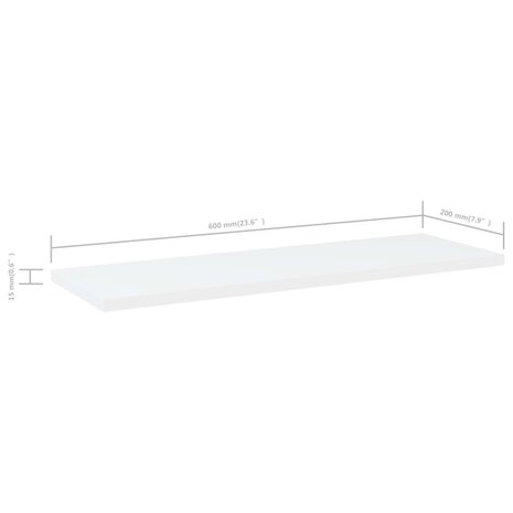 Wandschappen 4 st 60x20x1,5 cm bewerkt hout wit 5