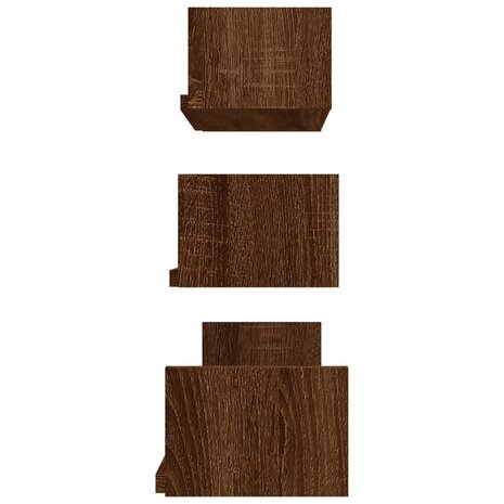 Wandschappen 3 st bewerkt hout bruin eikenkleur 4