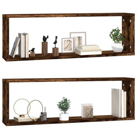 Wandschappen kubus 2 st 80x15x26,5 cm hout gerookt eikenkleurig 4