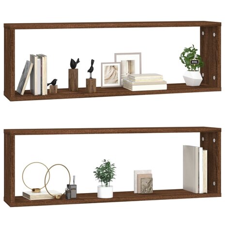 Wandschappen kubus 2 st 80x15x26,5 cm bewerkt hout bruineiken 4