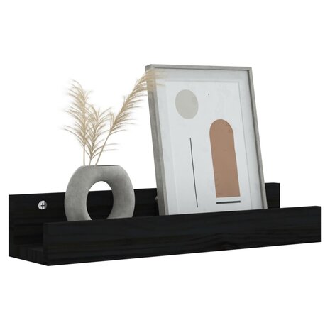 Wandschappen 2 st 50x12x9 cm massief grenenhout zwart 7