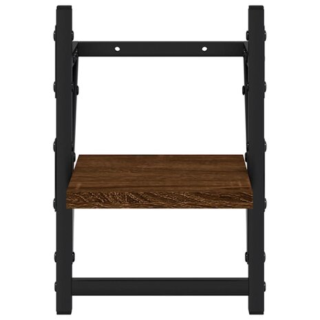 Wandschappen met stangen 2 st 20x25x30 cm bruin eikenkleur 5