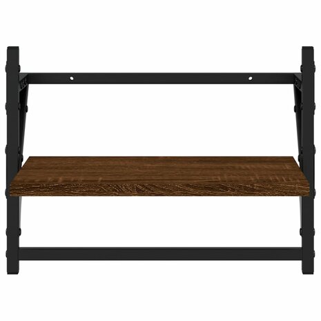 Wandschappen met stangen 2 st 40x25x30 cm bruin eikenkleur 5