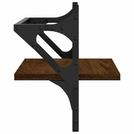 Wandschappen met stangen 2 st 40x25x30 cm bruin eikenkleur 6