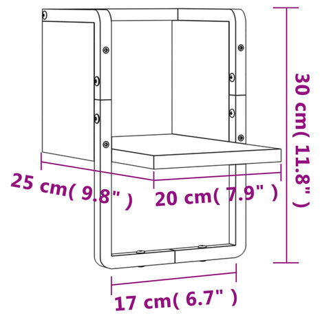 Wandschap met stang 20x25x30 cm zwart 8
